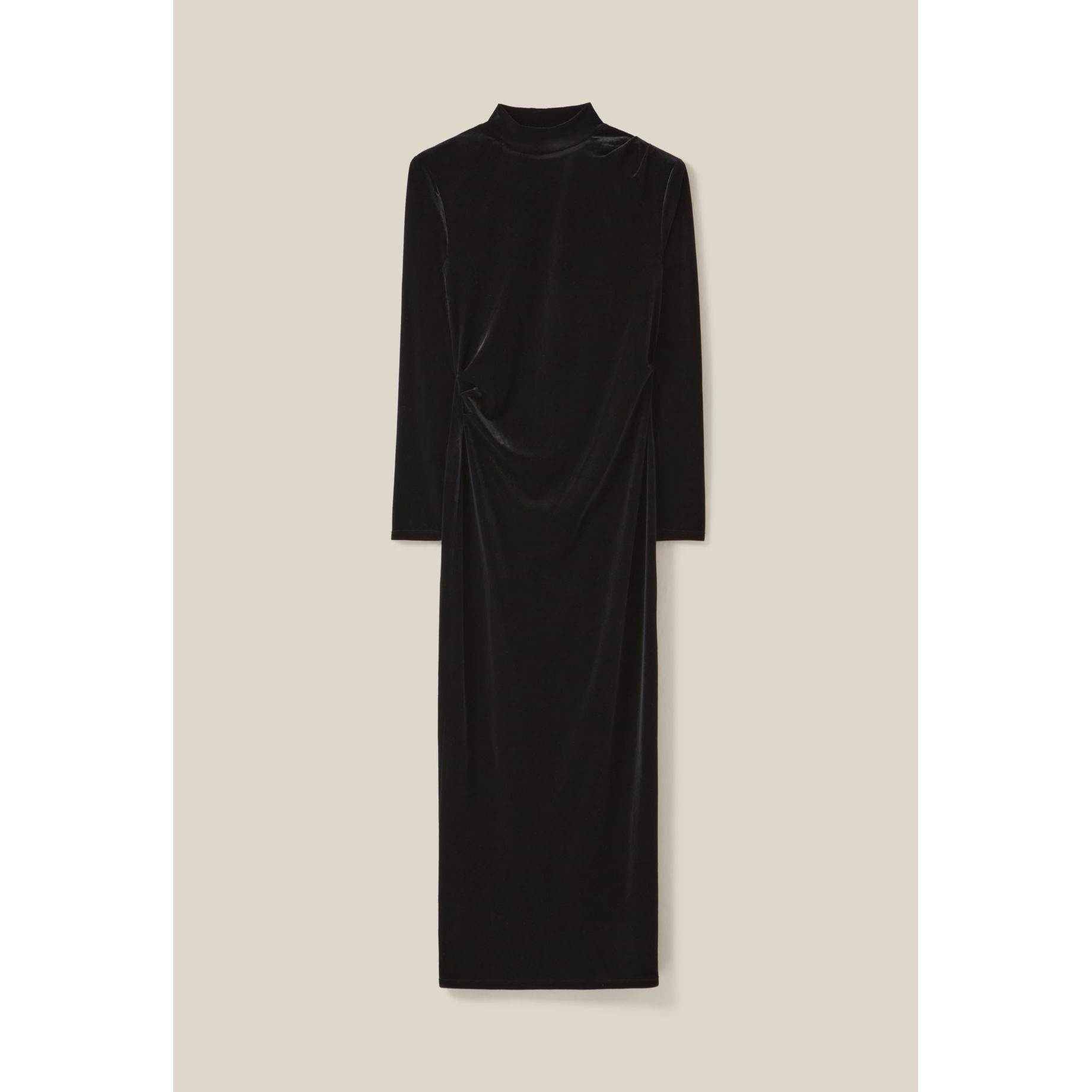 Claudie Pierlot - Robe Longue Cintrée Velours Noir