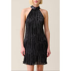 Silver Pleated Short Dress