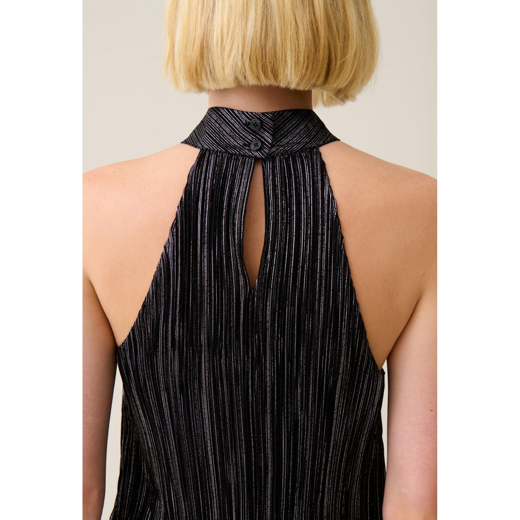 Silver Pleated Short Dress