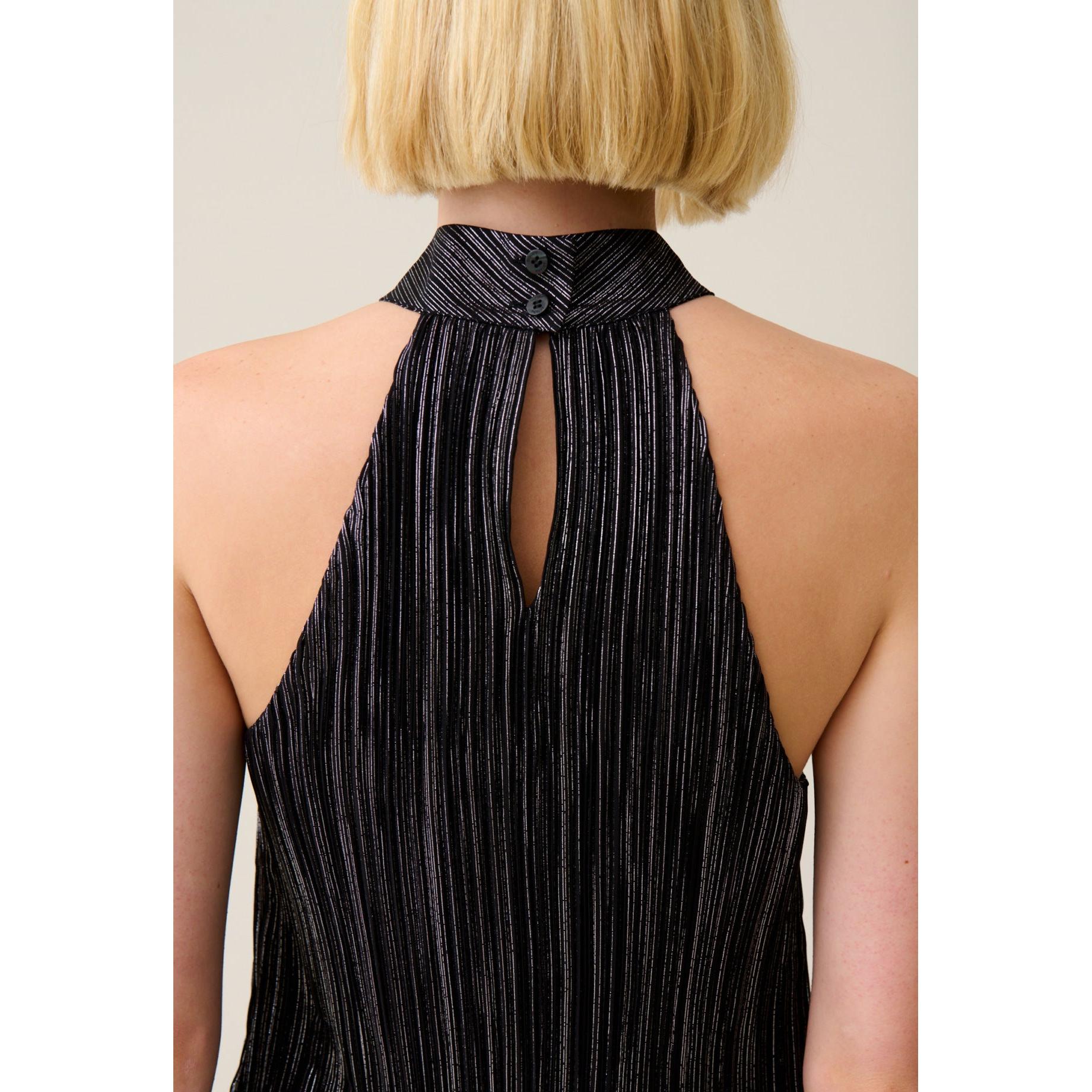 Silver Pleated Short Dress