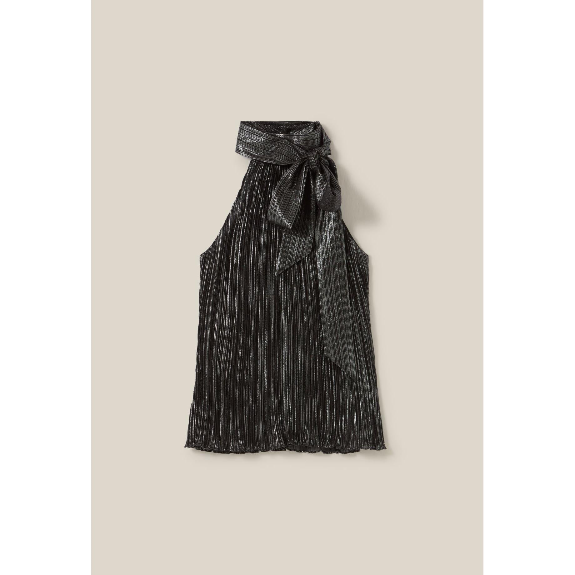 Silver Pleated Short Dress
