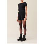 Black Straight Tweed Shorts