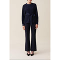 Navy Belted Fluid Blouse