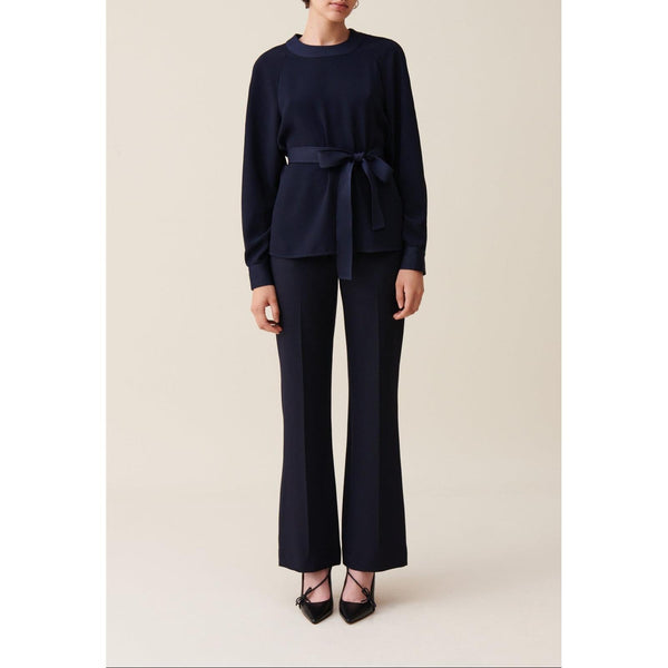 Claudie Pierlot - Blusa Fluida con Cinturón Marino