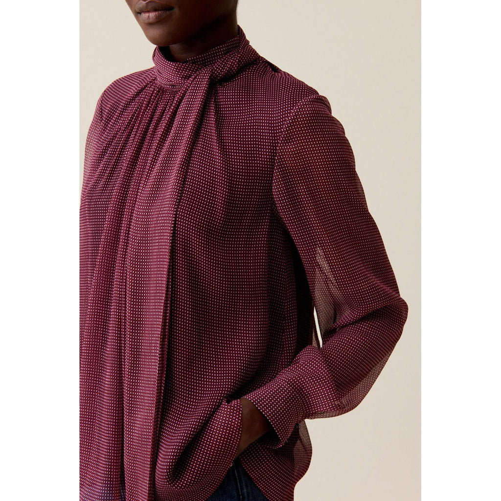 Claudie Pierlot - Blouse Lavallière Carreaux Fluide