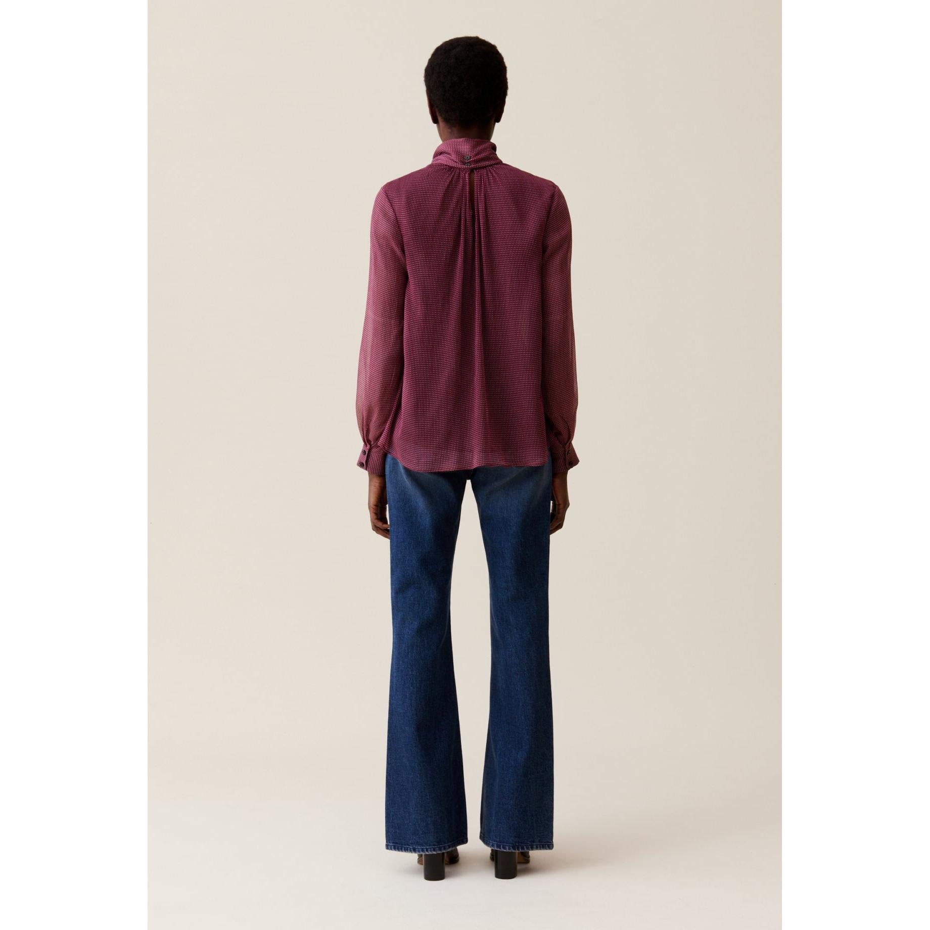 Claudie Pierlot - Blouse Lavallière Carreaux Fluide