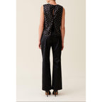 Black Embroidered Sequin Open-Back Top