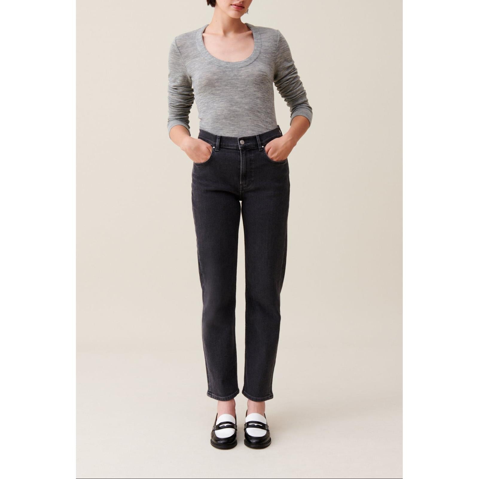 Claudie Pierlot - Fitted Round-Neck Knit Top - Grey