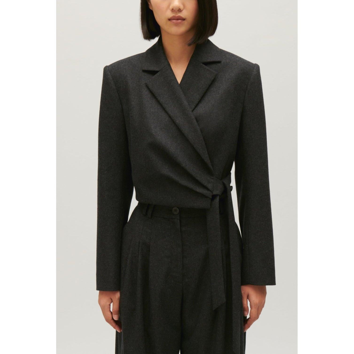 Veste Tailleur Courte Gris Chiné