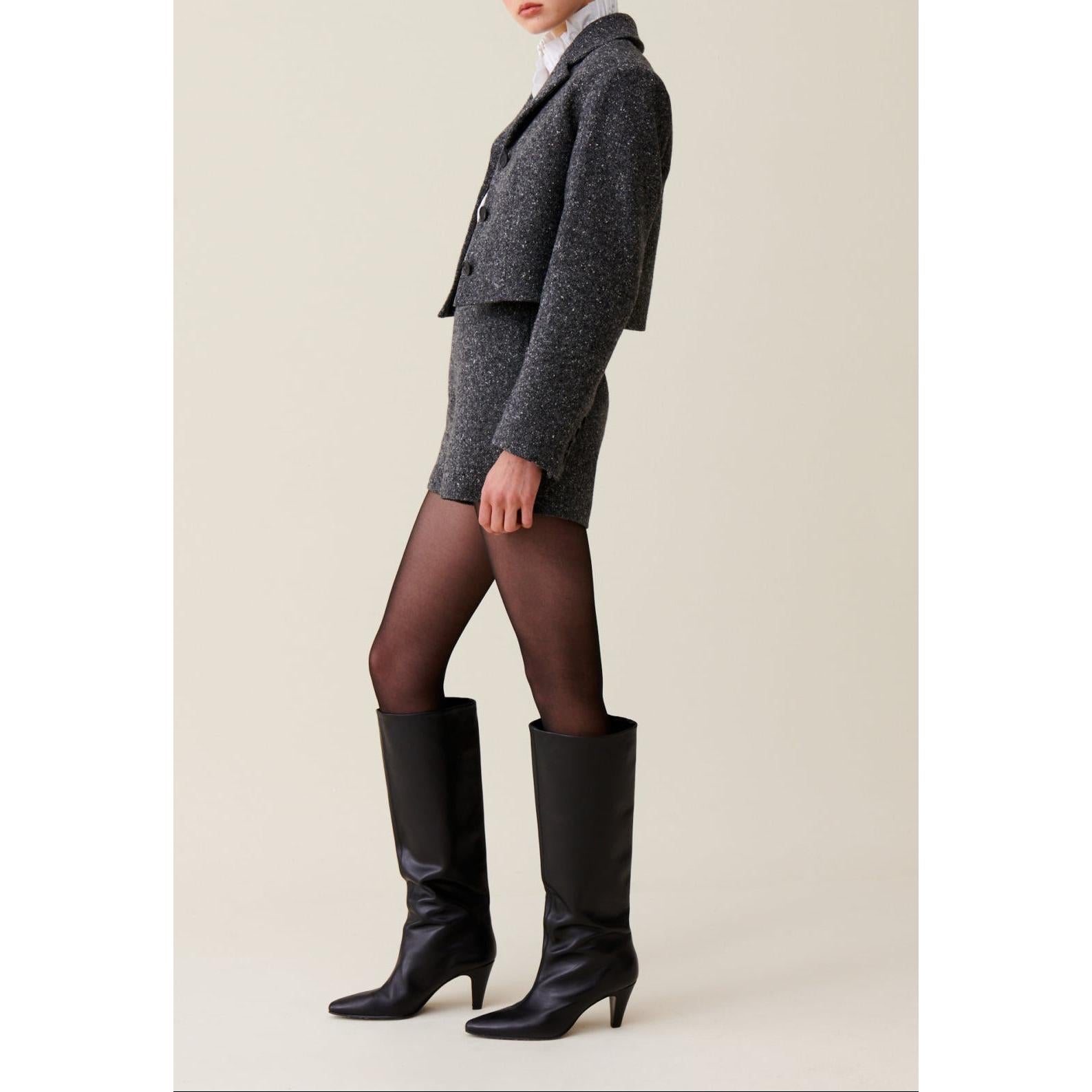Grey Tweed Jacket in Blended Wool