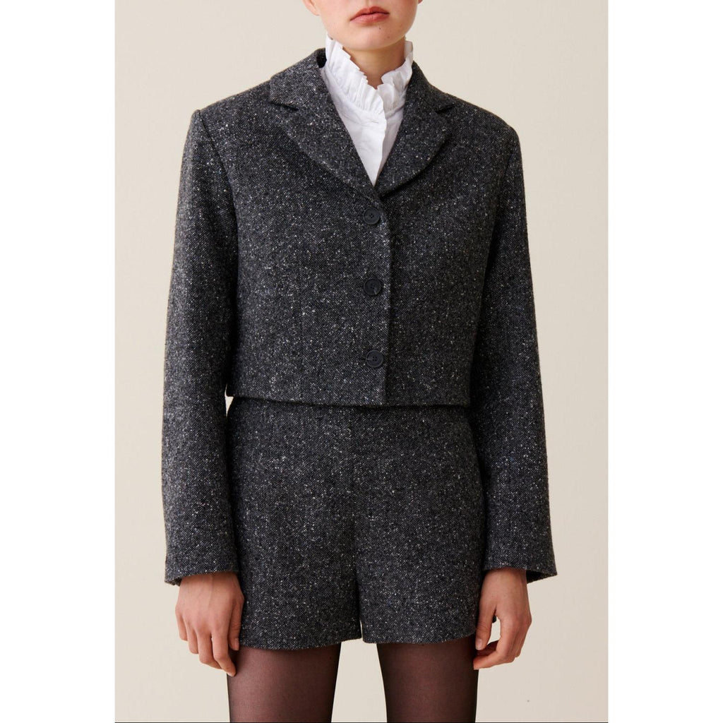 Grey Tweed Jacket in Blended Wool