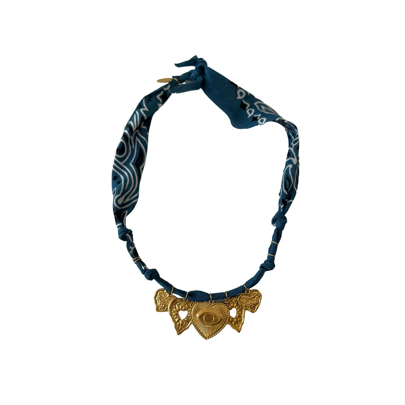 Collier One Love Big Multi Cœurs Bleu Jean
