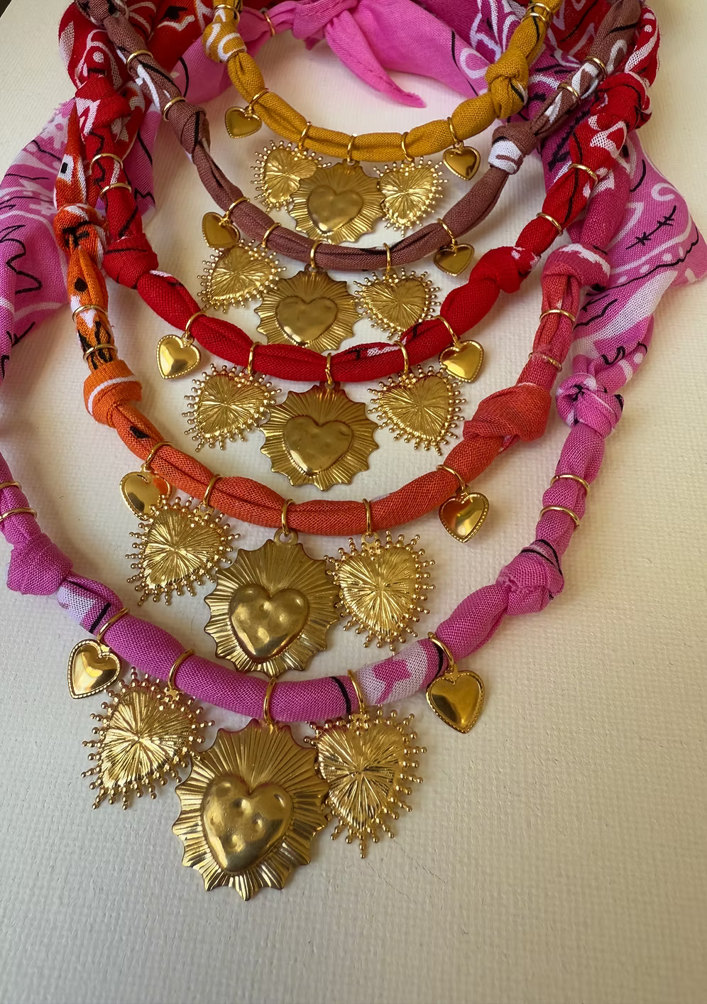 Collier One Love Multi Cœurs Orange/Cyclamen