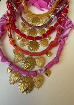 Collier One Love Multi Cœurs Orange/Cyclamen