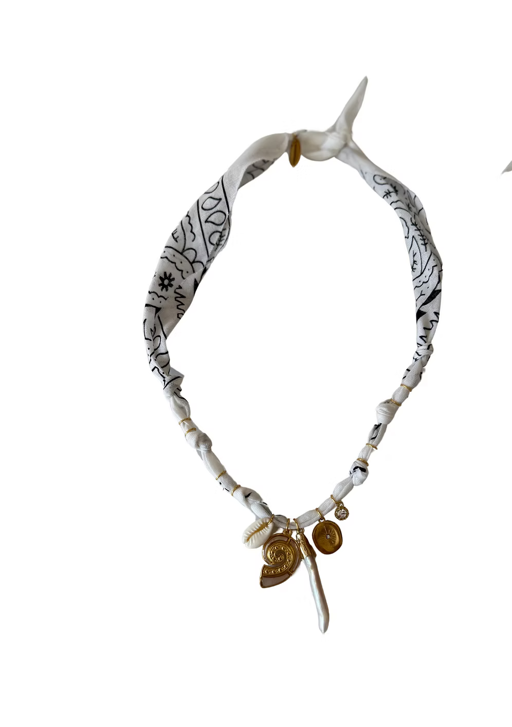 Collier Golden Fluo Baton Nacre Blanc