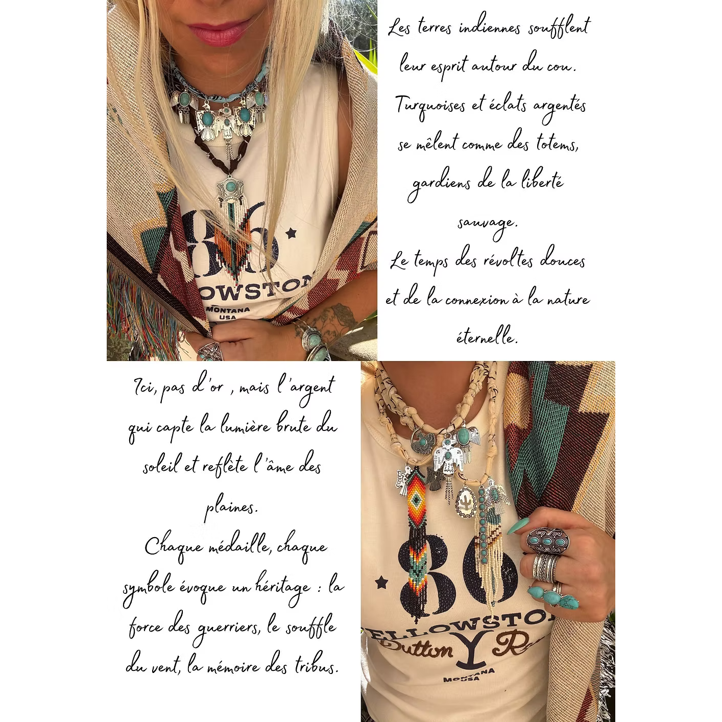 Collier « Apache » Chaine Et Turquoise Ciel