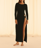 Vestido largo de noche cálido cortado