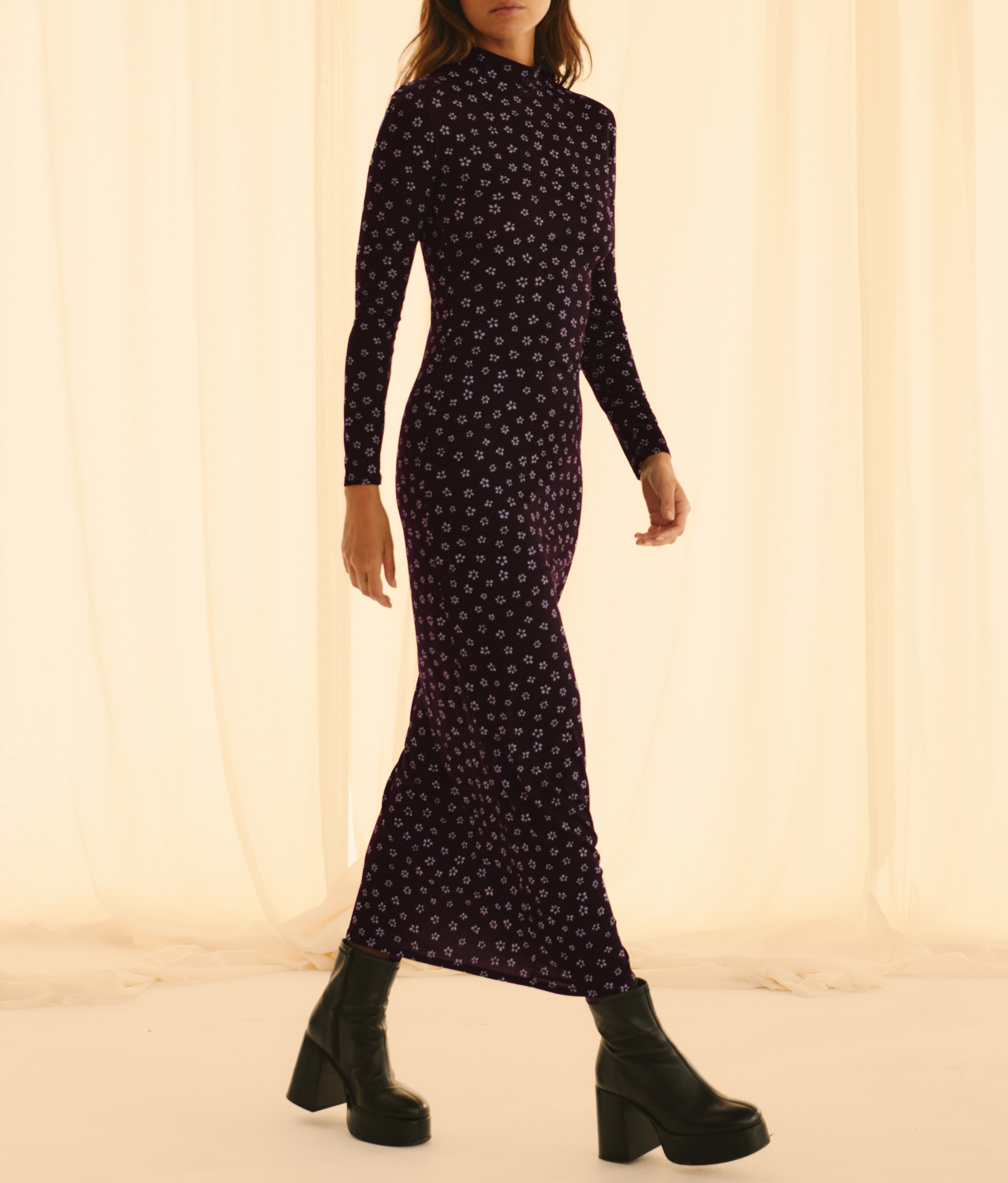 Robe High Lila Flowers Longue