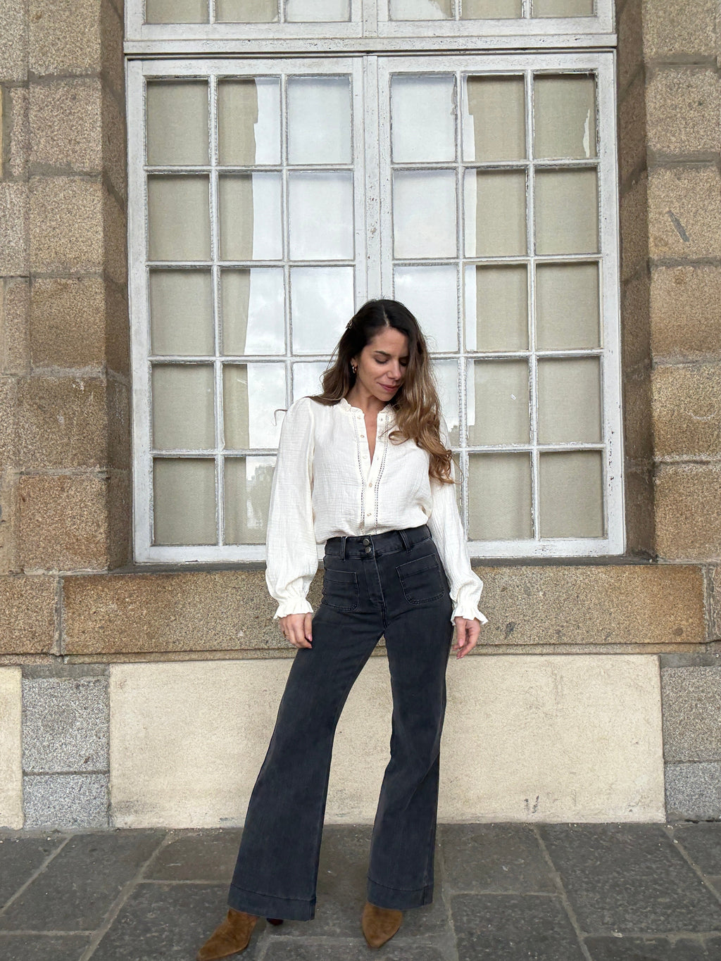Ecru Double Gauze Blouse Lili