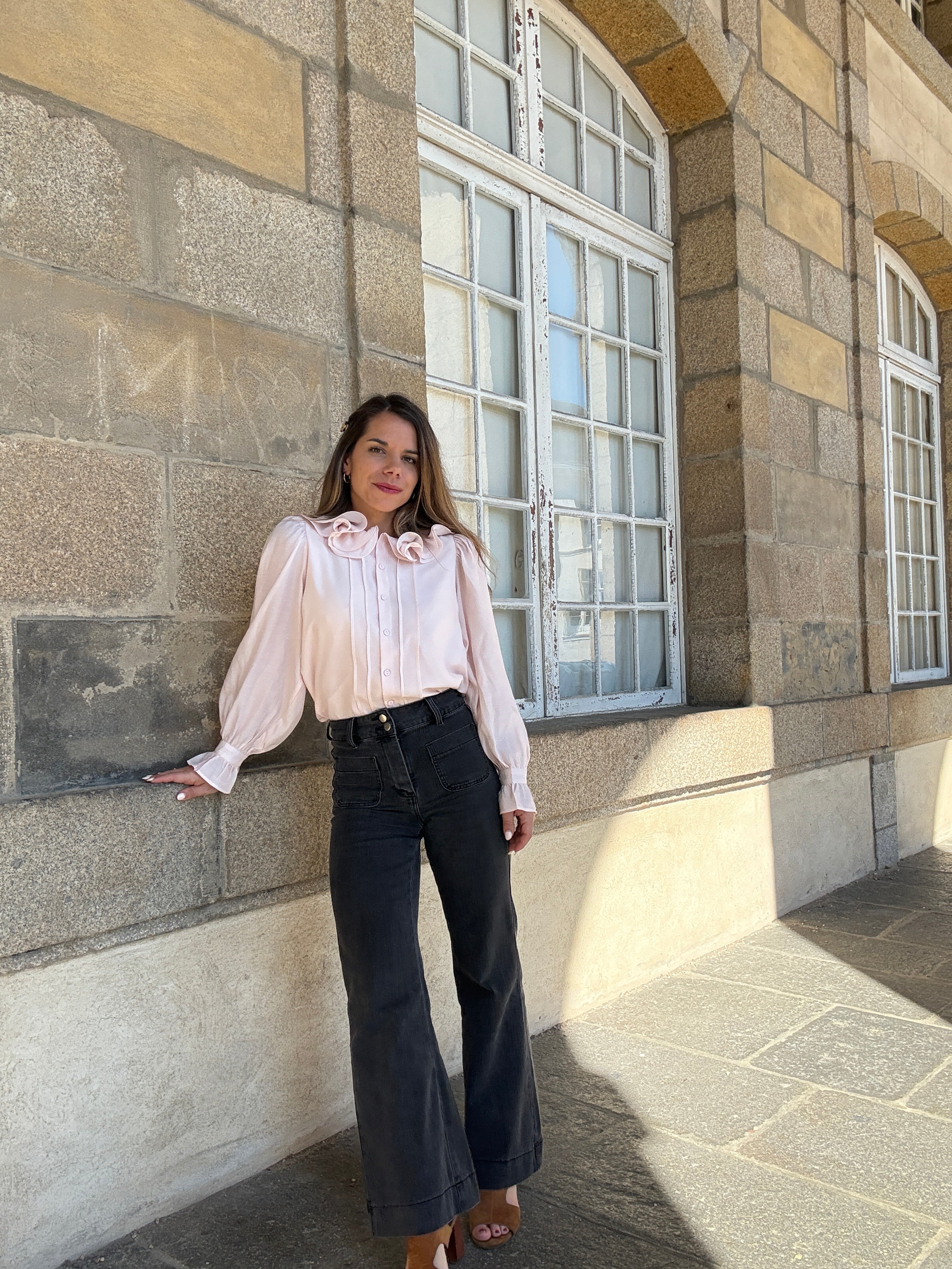 Soft Pink Brown Blouse