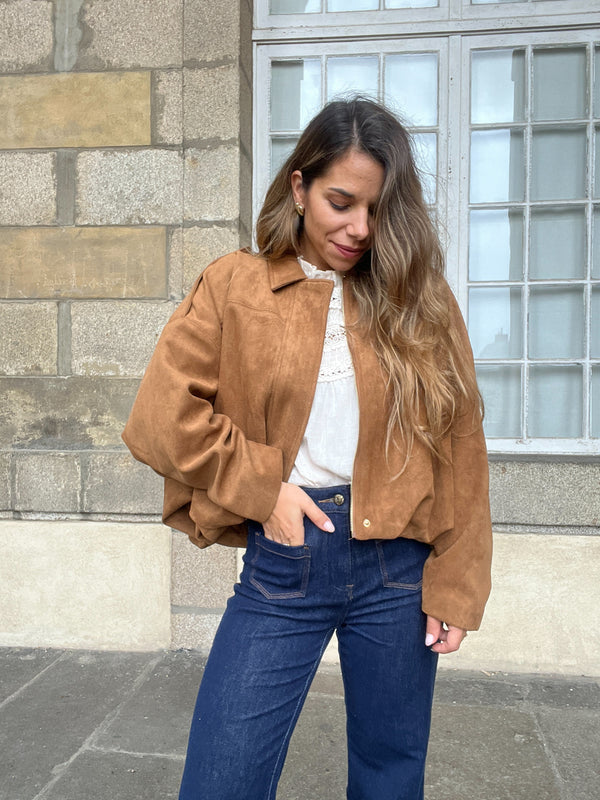 Chaqueta efecto ante camel Léonie