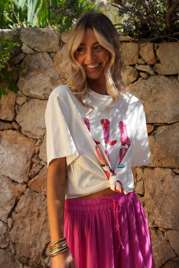 Camiseta Coline Botas Vaqueras - Blanco