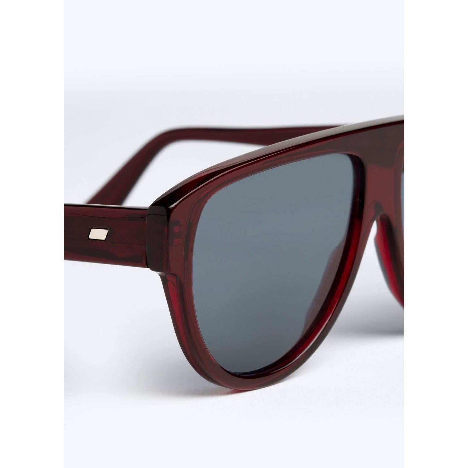 Bordeaux Pilot Sunglasses - Burgundy - Blue Lenses