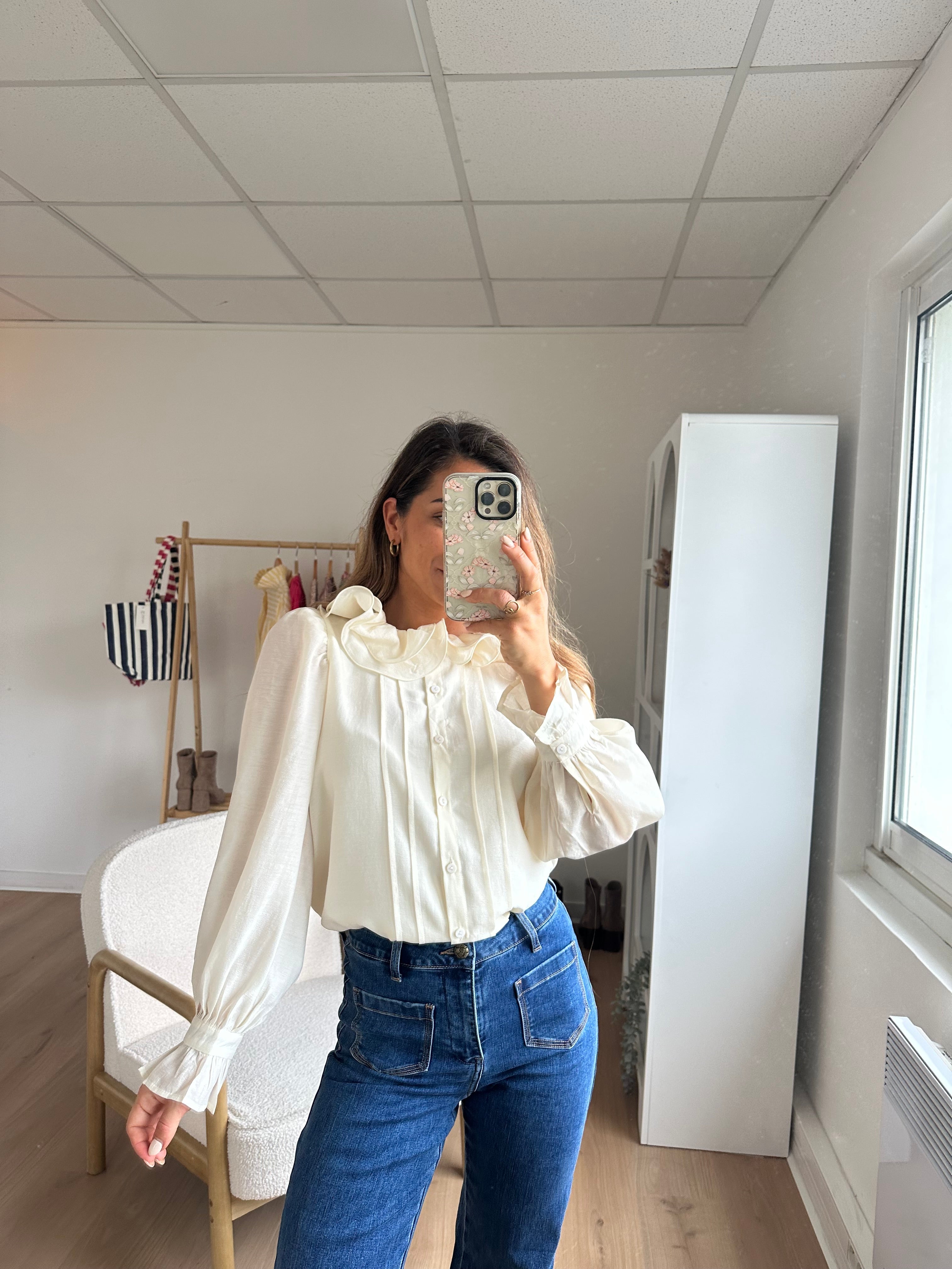 Brown Blouse Ecru
