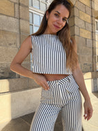 Top de rayas marineras azul