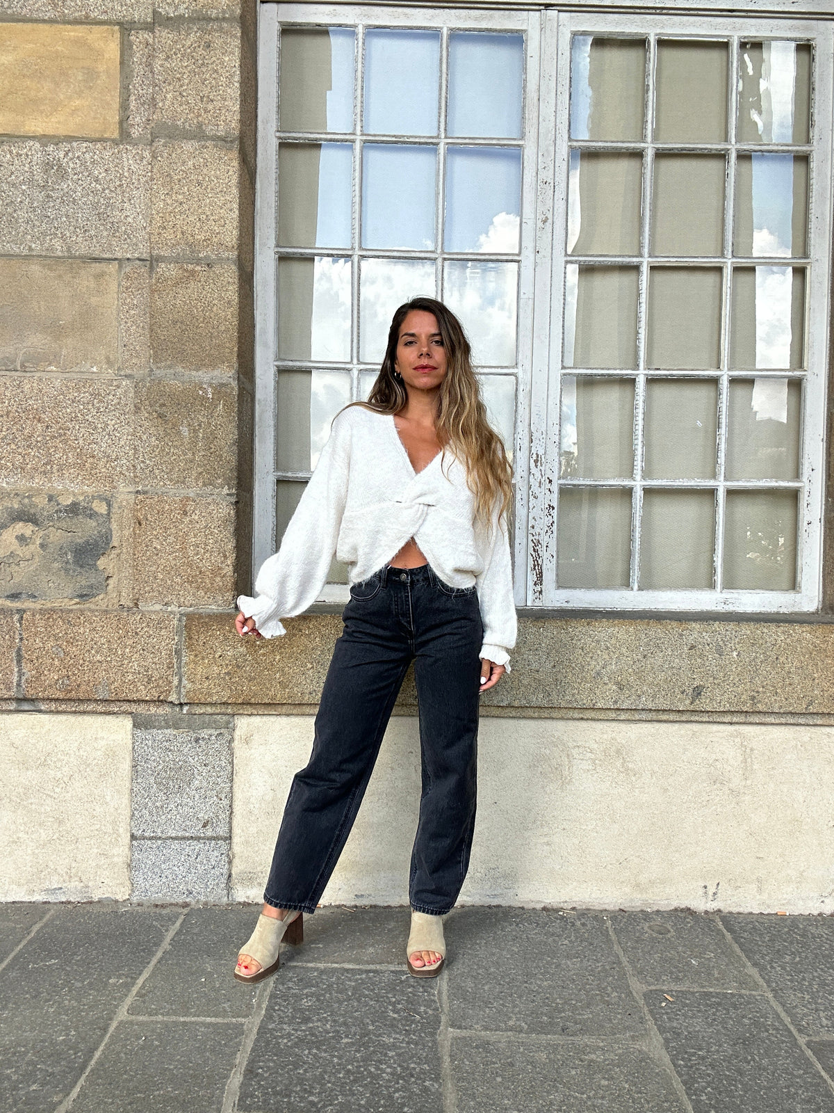Pull en laine beige Olympe