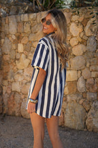 Cyrielle Striped Playsuit - Blue