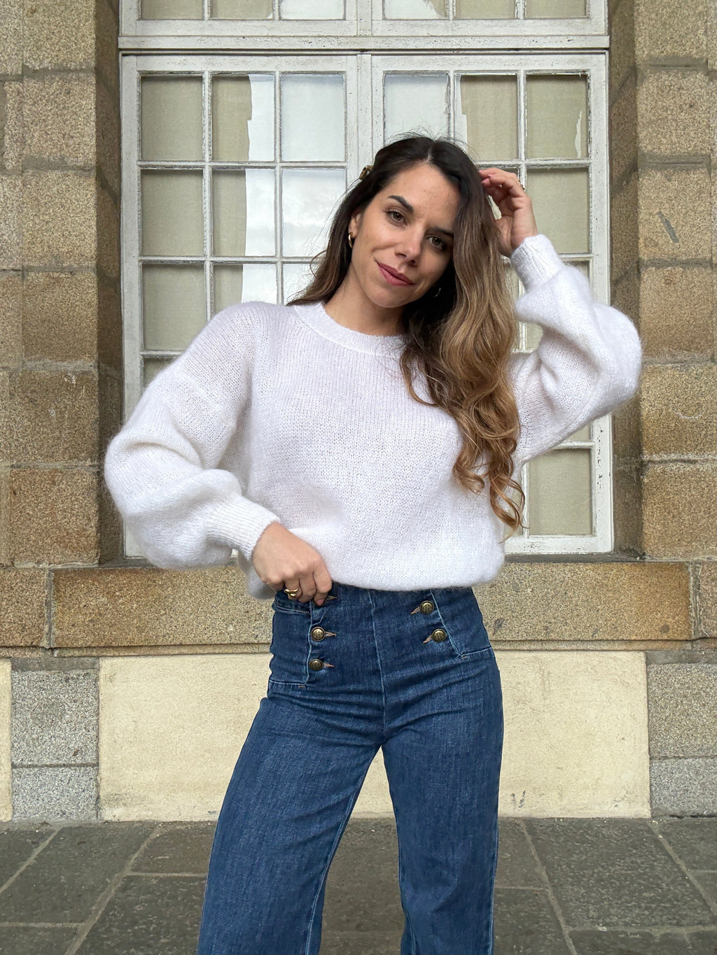 Punto Gaia De Mohair Y Lana Blanco