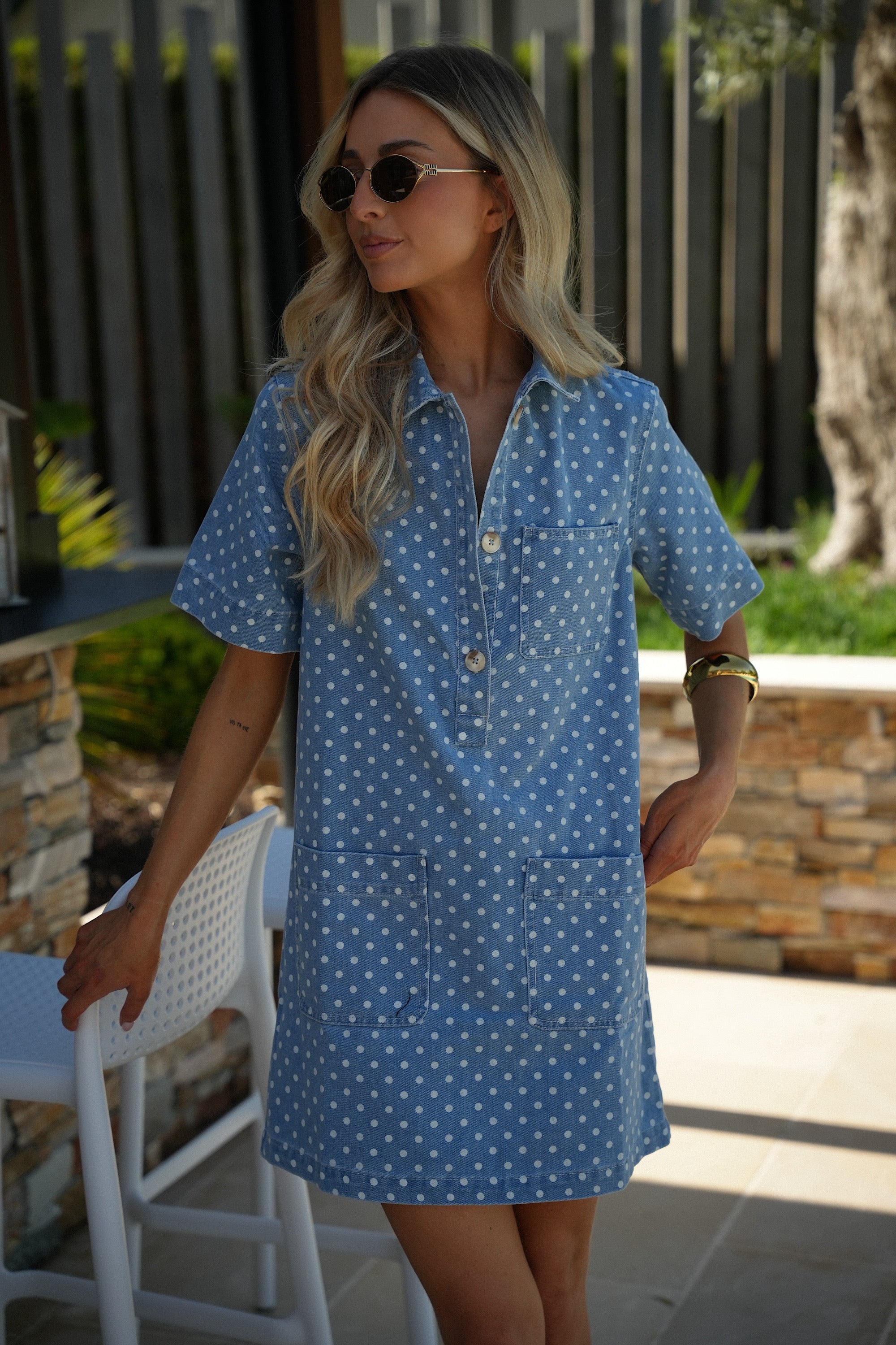Robe À Pois Flavia - Bleue