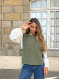 Khaki Valentine Sleeveless Knotted Sweater