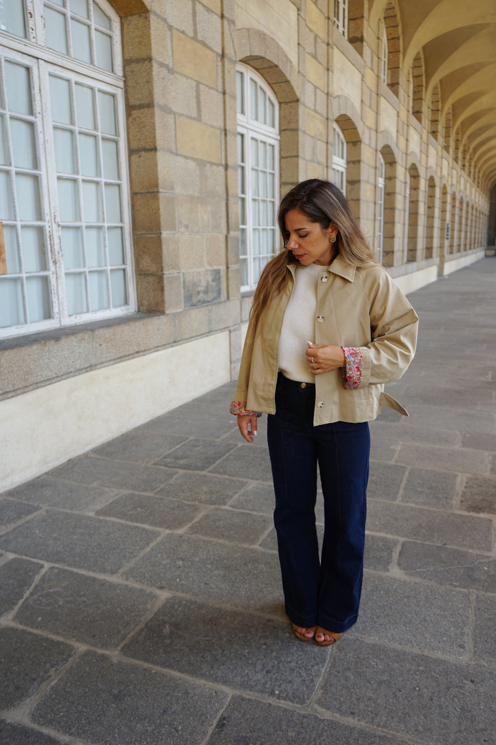 Gabardina Liberty de algodón beige Edith