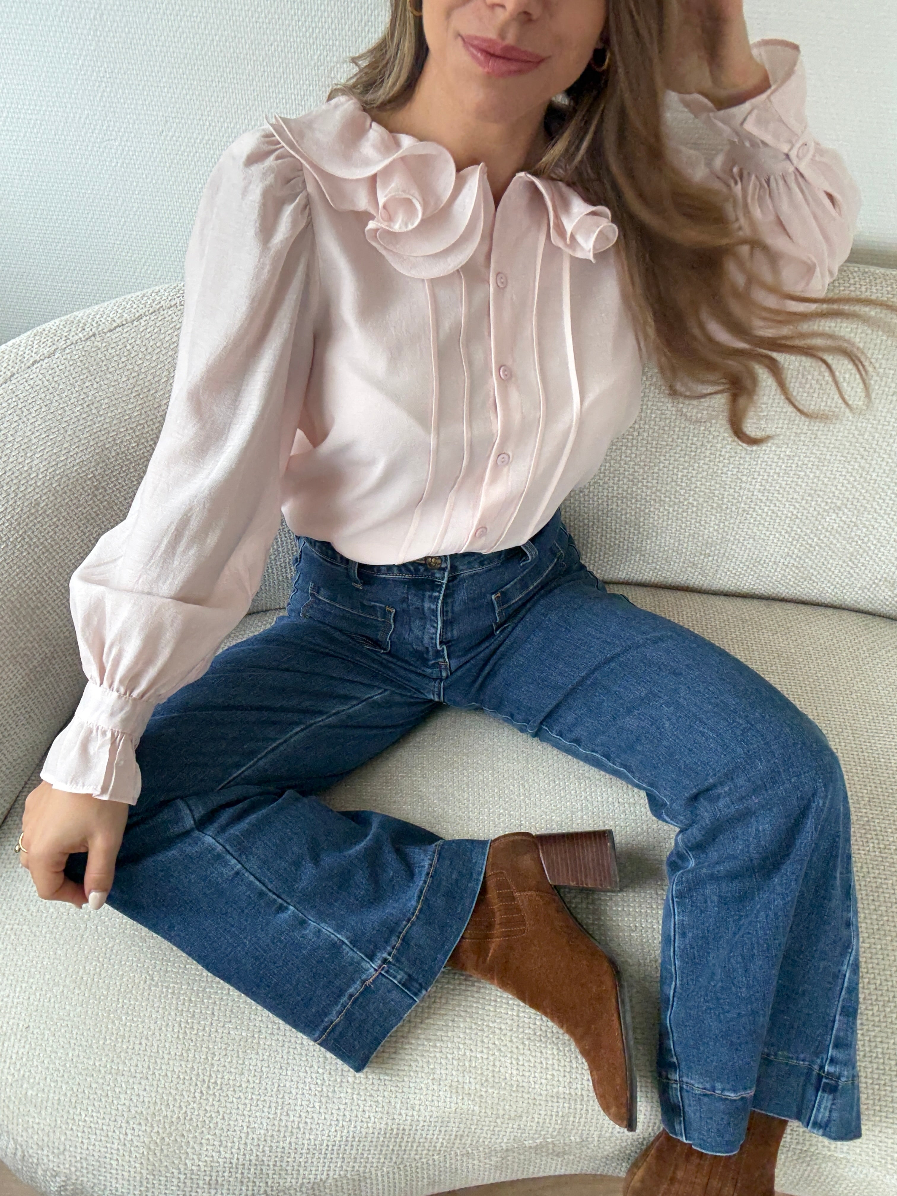 Soft Pink Brown Blouse