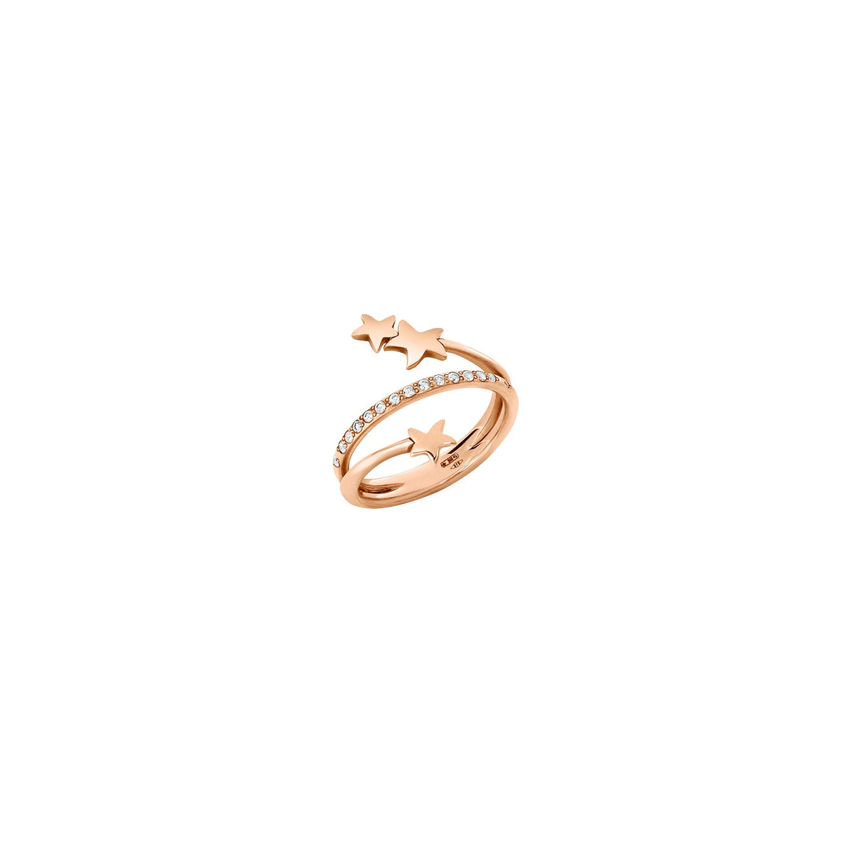 Stars Spiral Ring - 9K Rose Gold & Diamonds