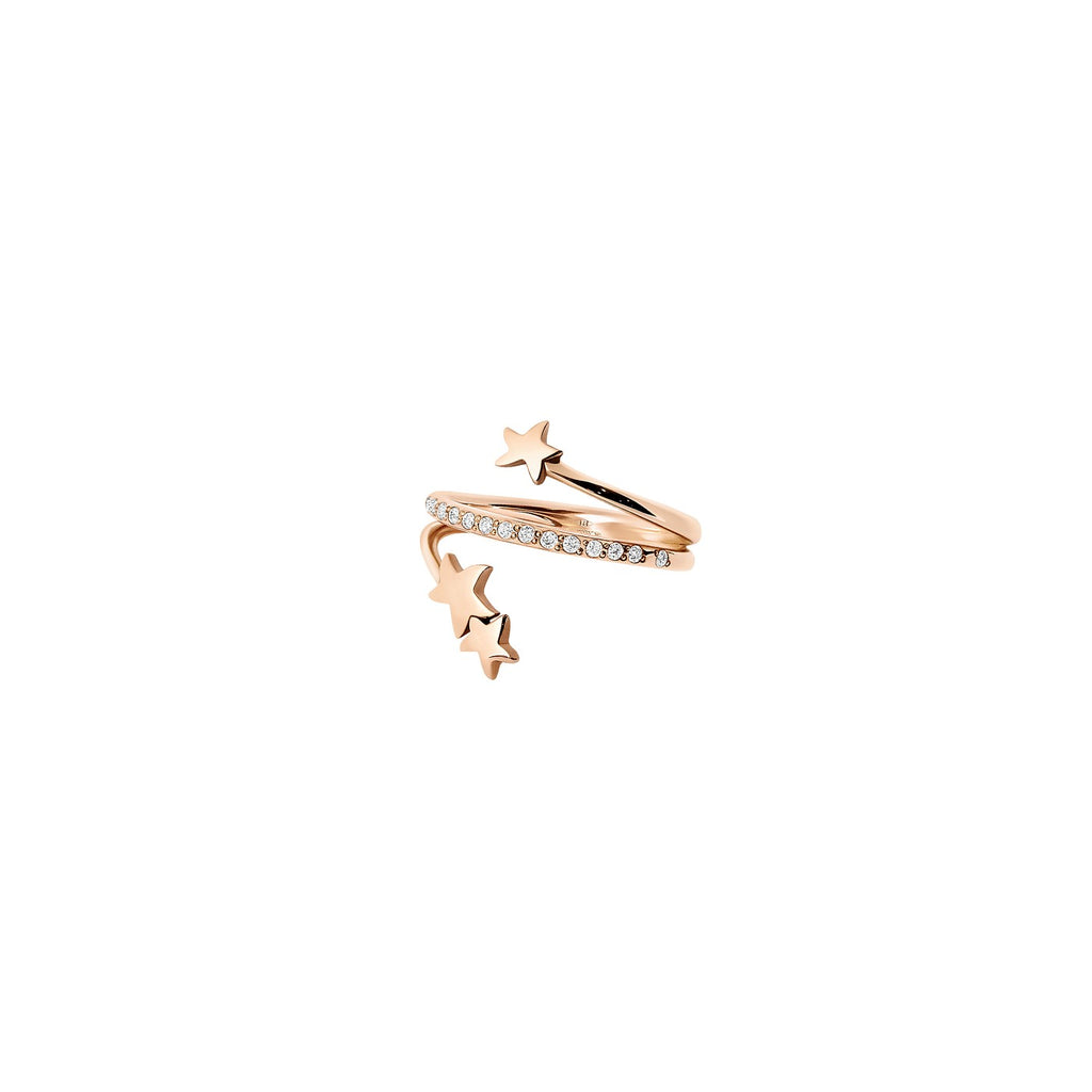 Stars Spiral Ring - 9K Rose Gold & Diamonds