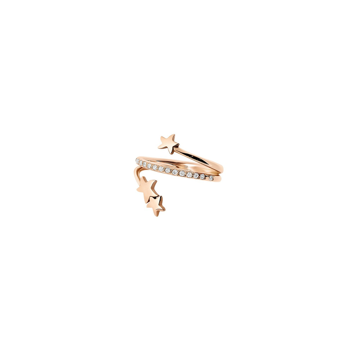 Stars Spiral Ring - 9K Rose Gold & Diamonds