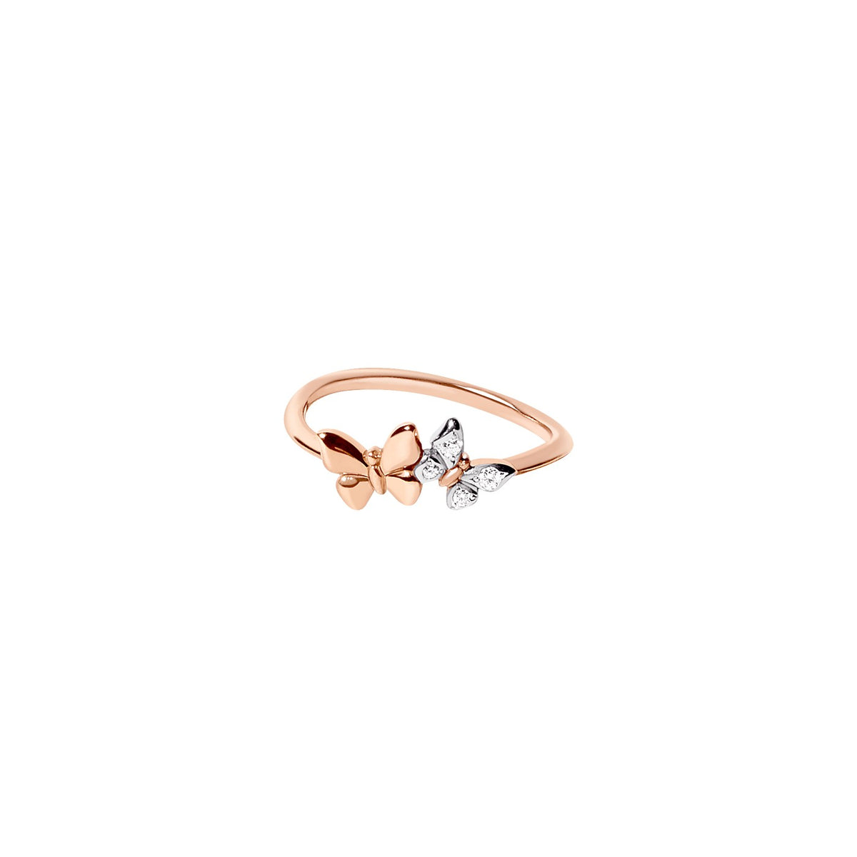 Anillo Mariposa - Oro rosa de 9K y diamantes blancos