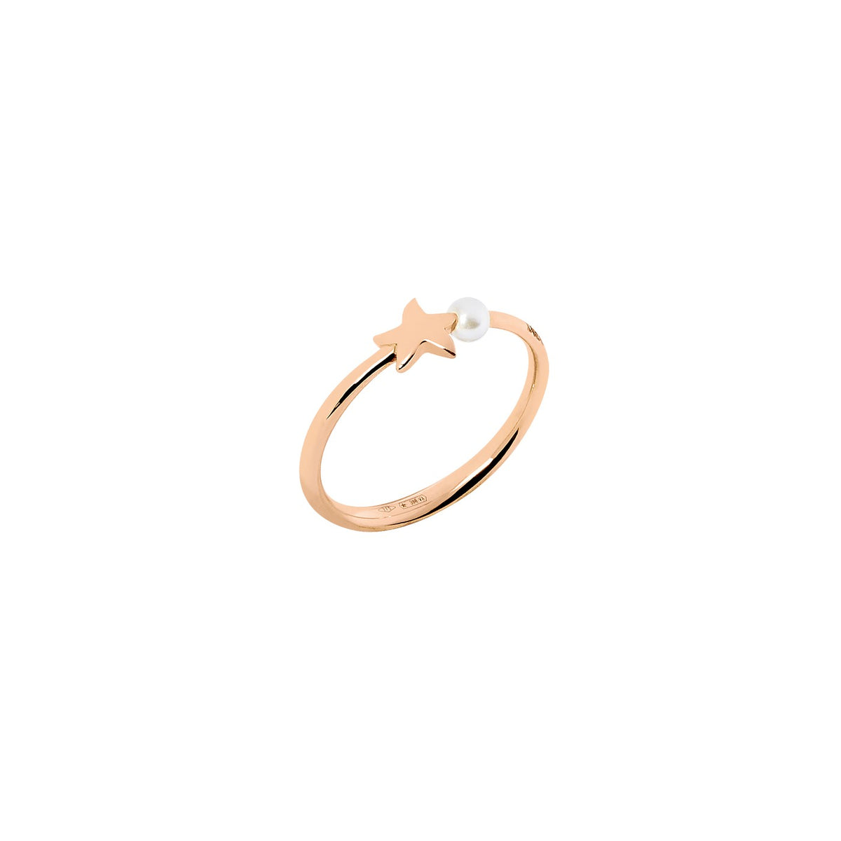 Ring Stjärna - 9K Roséguld & Kristallpärlor