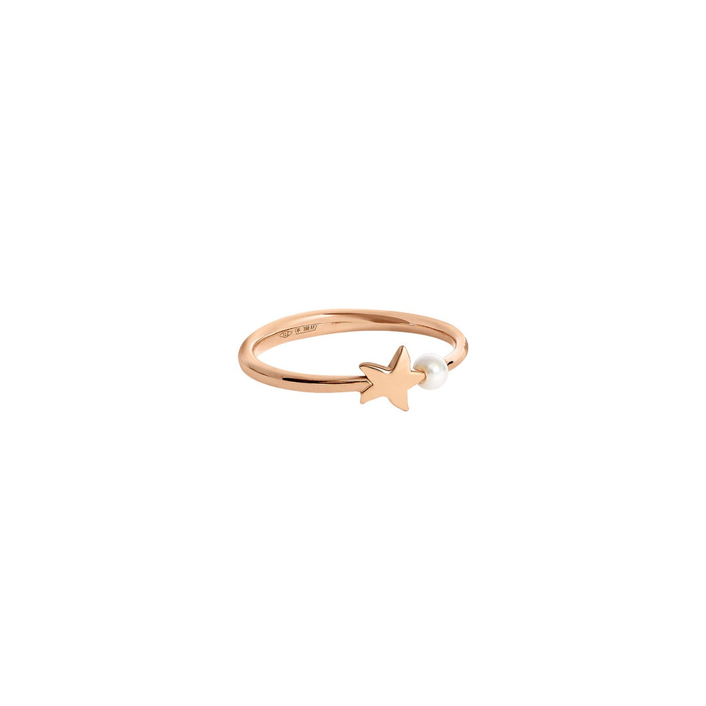 Ring Stjärna - 9K Roséguld & Kristallpärlor