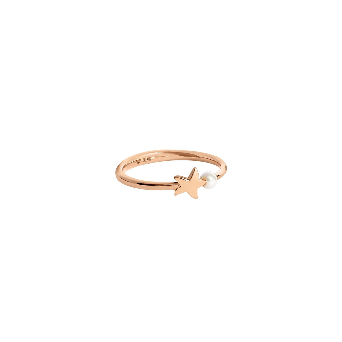 Ring Stjärna - 9K Roséguld & Kristallpärlor