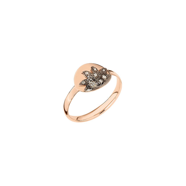 Ring Moon & Sun - 9K roséguld & bruna diamanter