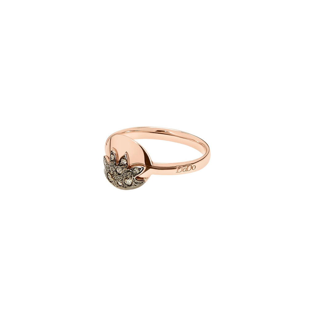 Moon & Sun ring - 9K rosa guld & brune diamanter