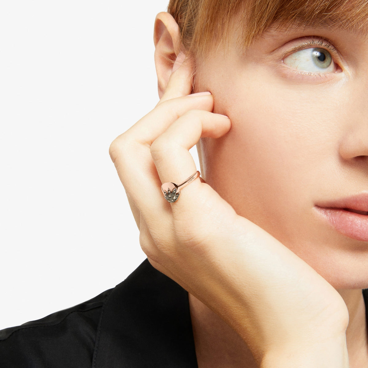 Moon & Sun ring - 9K rosa guld & brune diamanter