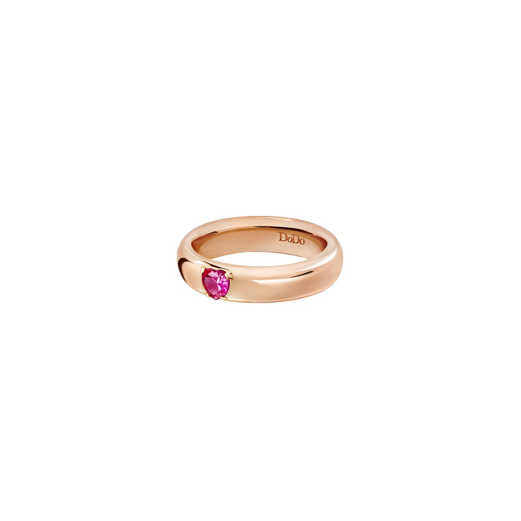 Hjärtring – 9K roséguld & syntetisk rubin