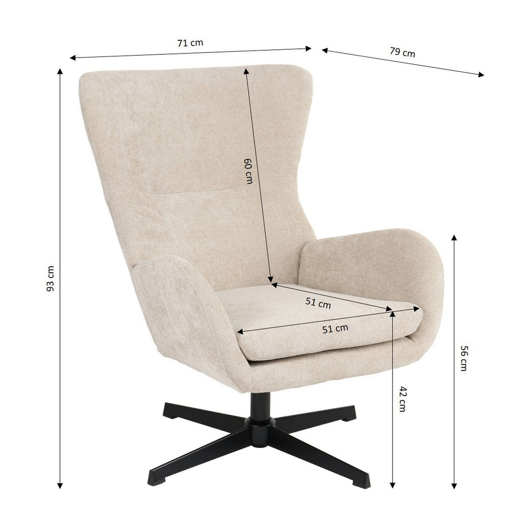 Dactyl - Fauteuil Rotatif 1 Place - Tissu - Beige