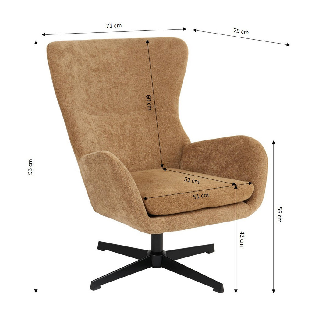 Dactyl - Fauteuil Rotatif 1 Place - Tissu - Jaune Moutarde