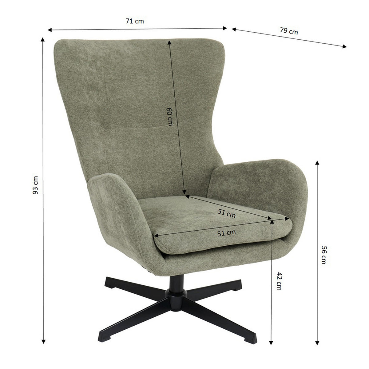 Dactyl - Fauteuil Rotatif 1 Place - Tissu - Vert